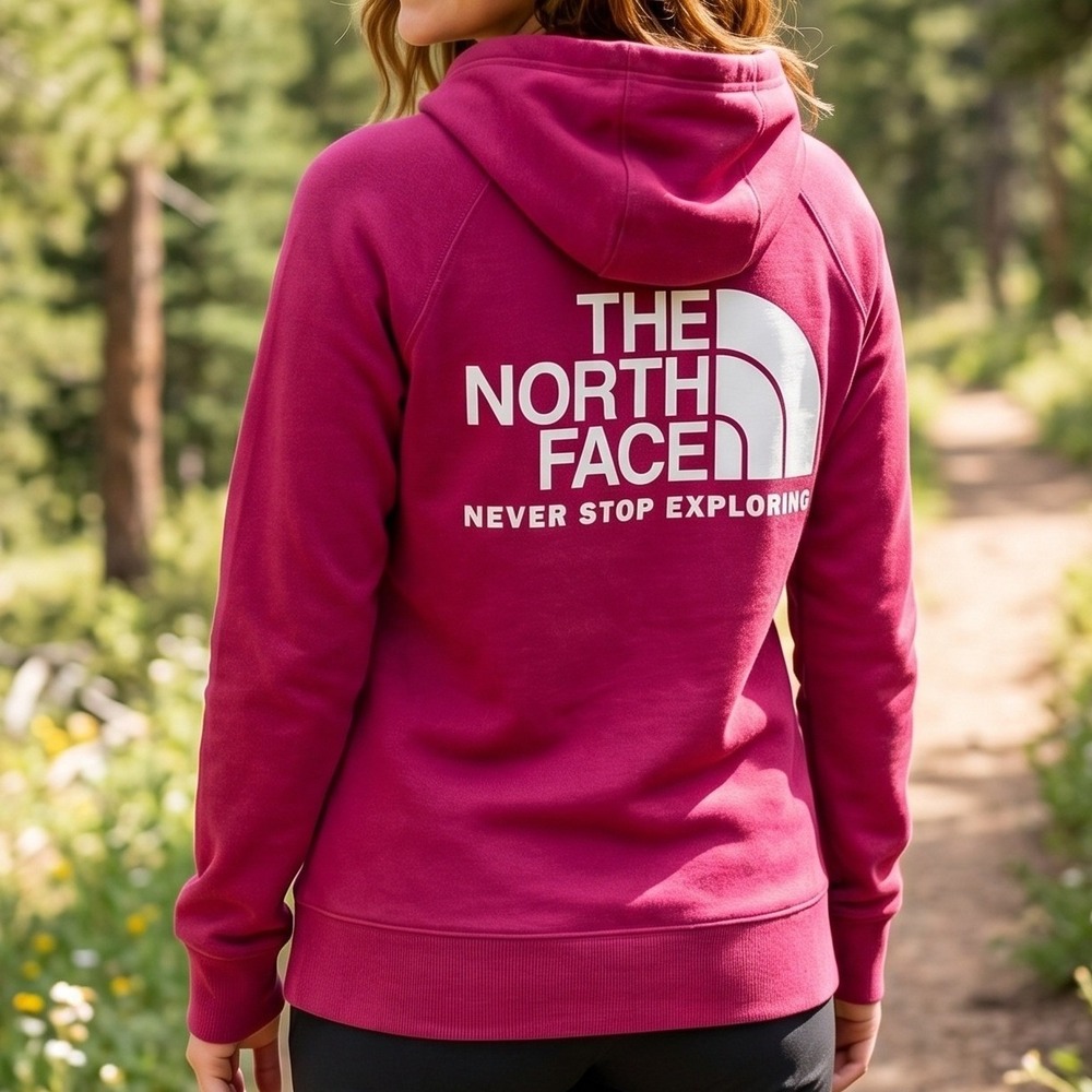 The North Face Womens Magenta Pink Never Stop Exploring Logo‎ Hoodie Sweatshirt